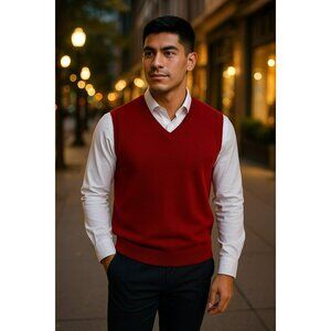 Brooks Brothers Extra Fine Italian Merino V-Neck Sleeveless Sweater Vest Mens XL